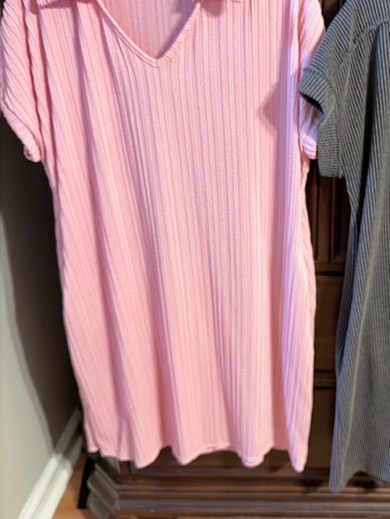 Dresses & Skirts - Women's Pink Ribbed V-Neck dress